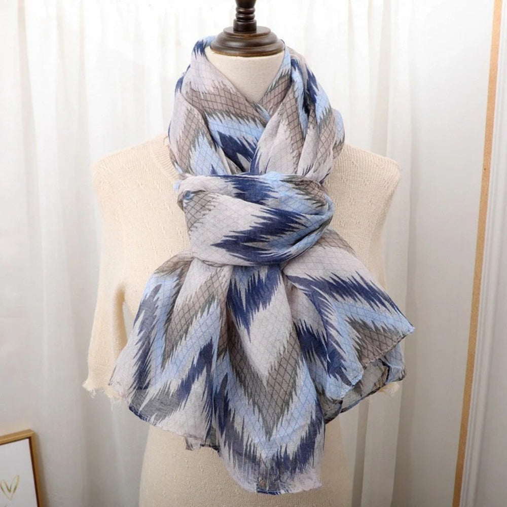 Geometric waved Blue Ladies Stole/Scarf