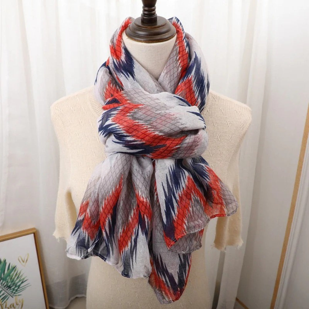 Geometric waved Orange Ladies Stole/Scarf