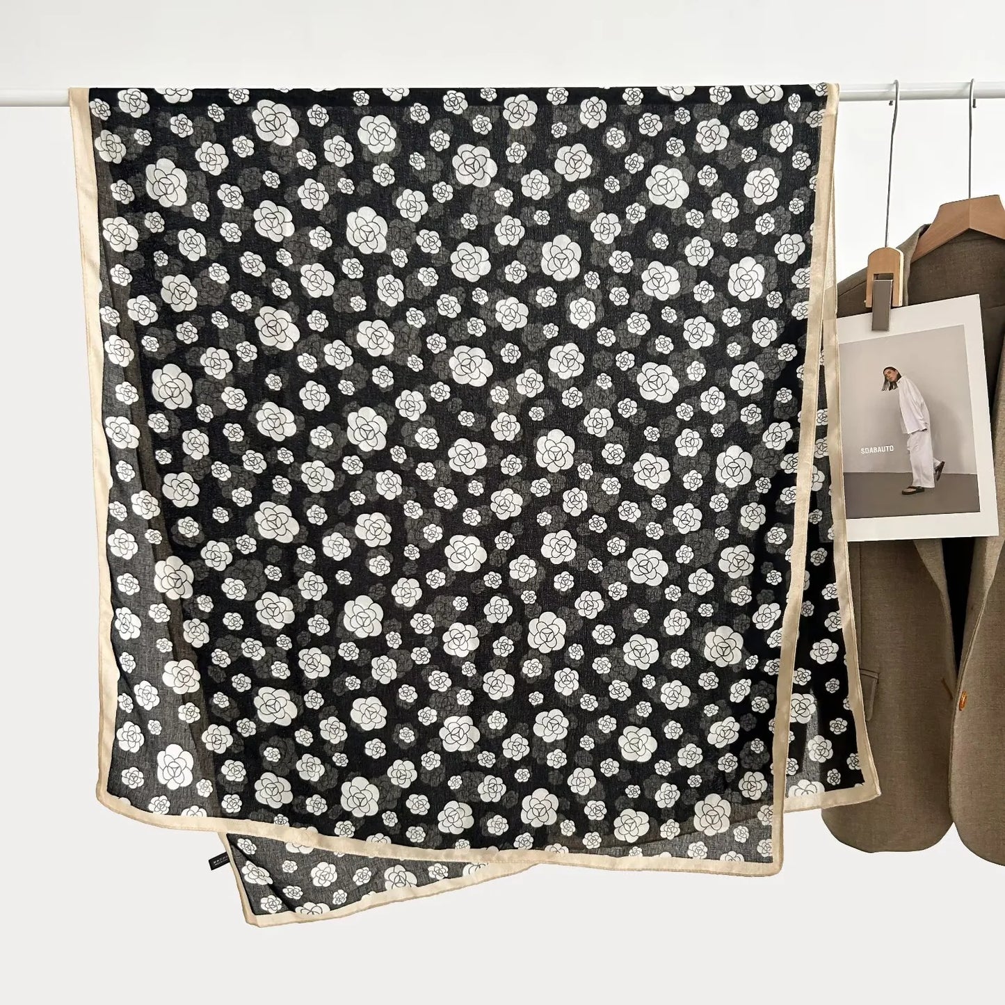 Classy Print Black Scarf