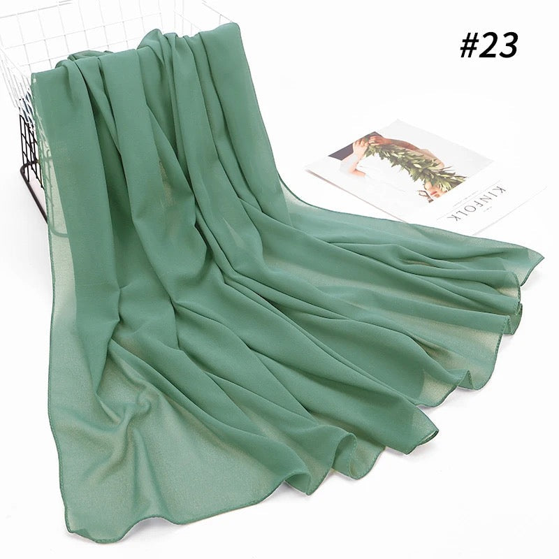 Shadow Luxe – Pure Black Chiffon Scarf Tea Green