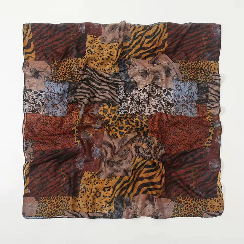 Leo Print Viscose Scarf (Mustard)