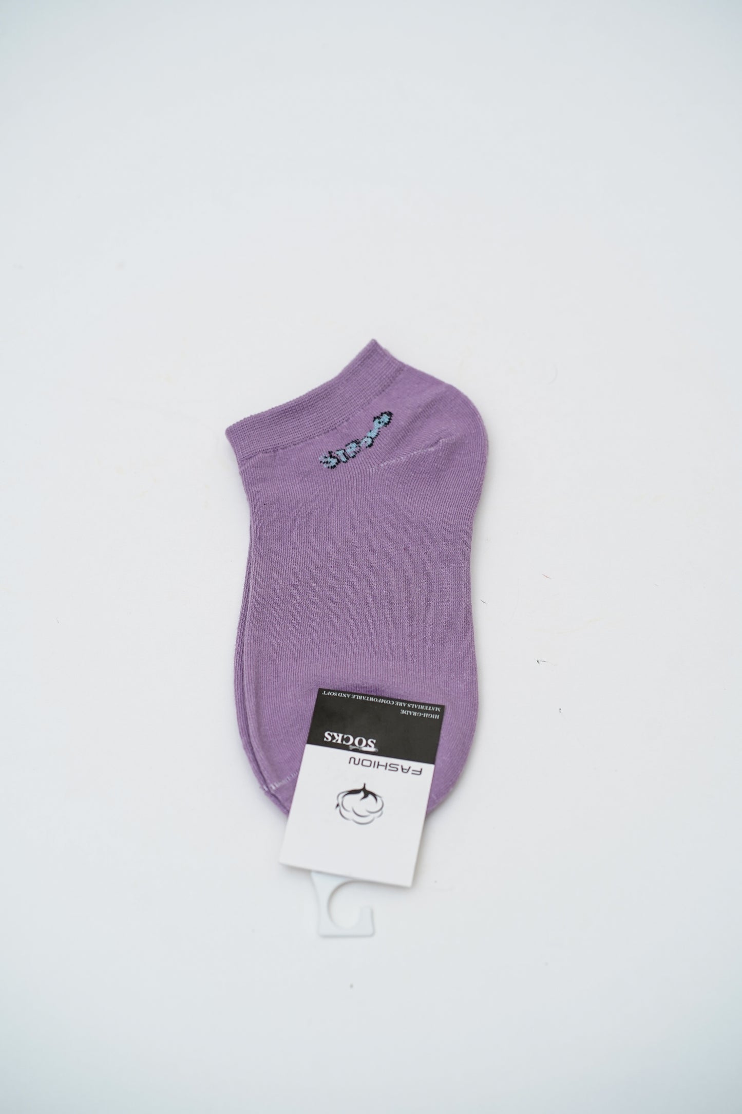 Lilac Ankle Socks with Heart and Cloud Graphics