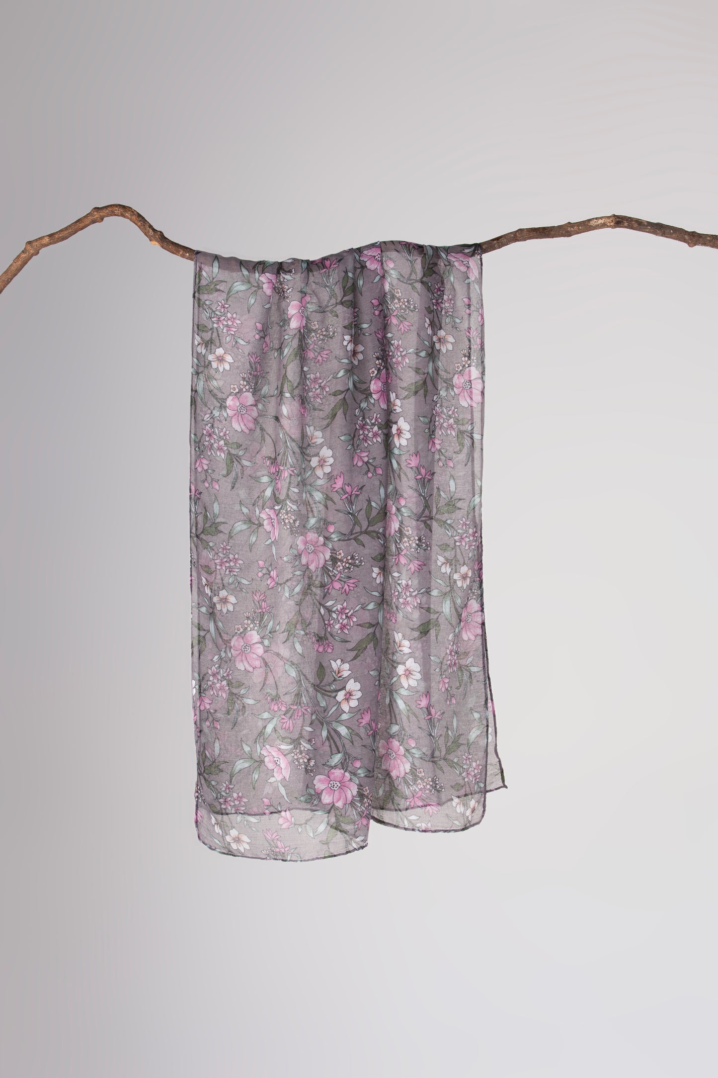 Soft Lawn Floral Digital Print Scarf - Lightweight & Elegant