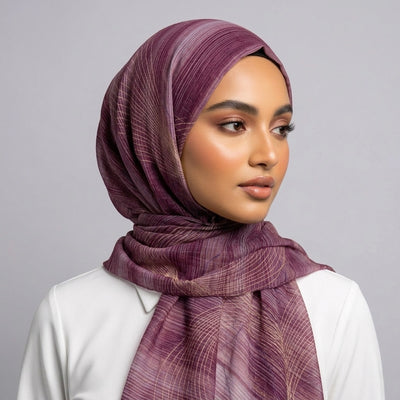 Drawing Print Lawn Hijab Red