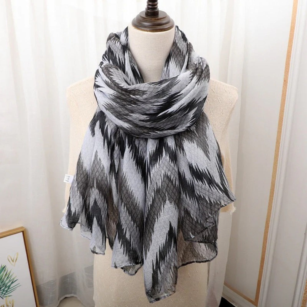 Geometric waved Grey Ladies Stole/Scarf