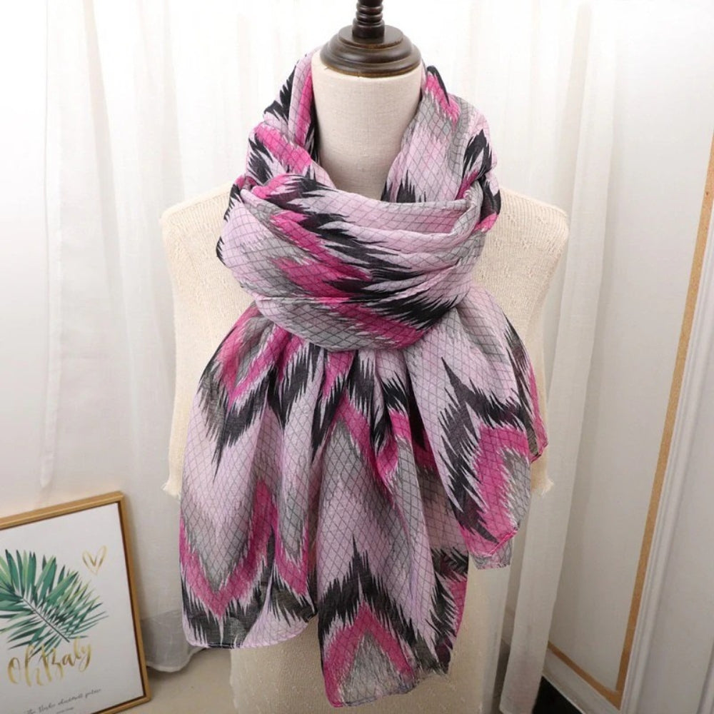 Geometric waved Purple Ladies Stole/Scarf