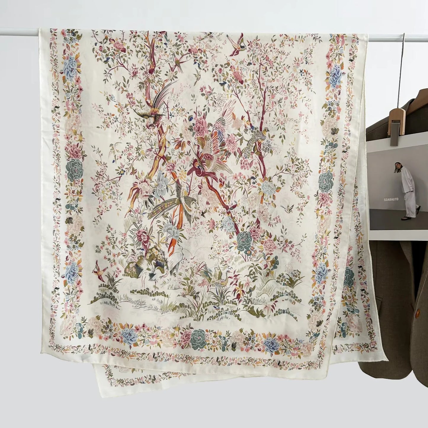 Floral Printed Scarf Ecru-S5