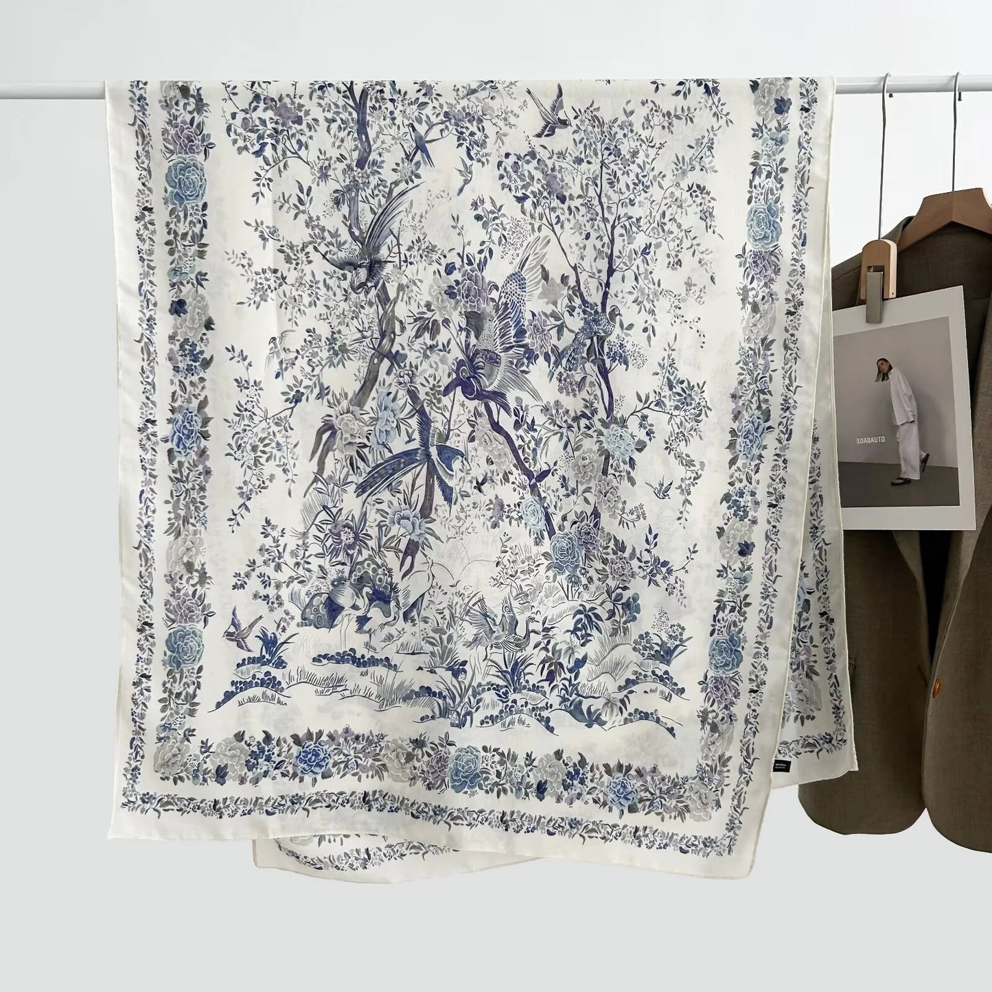 Floral Printed Scarf Blue-S5