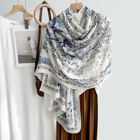 Floral Printed Scarf Blue-S5