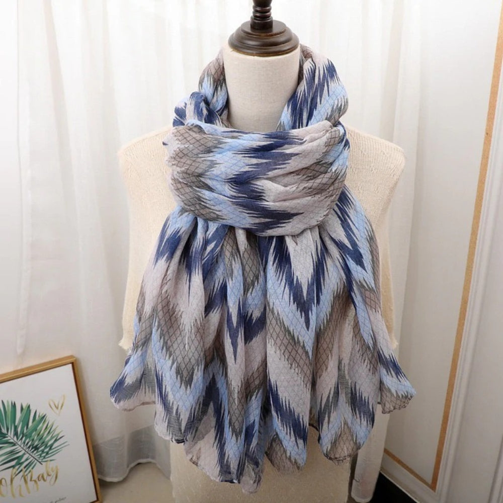 Geometric waved Blue Ladies Stole/Scarf