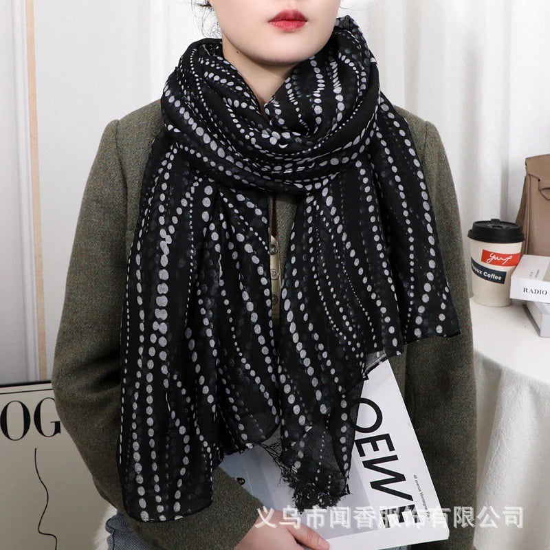 Dots Black Ladies Stole/Scarf