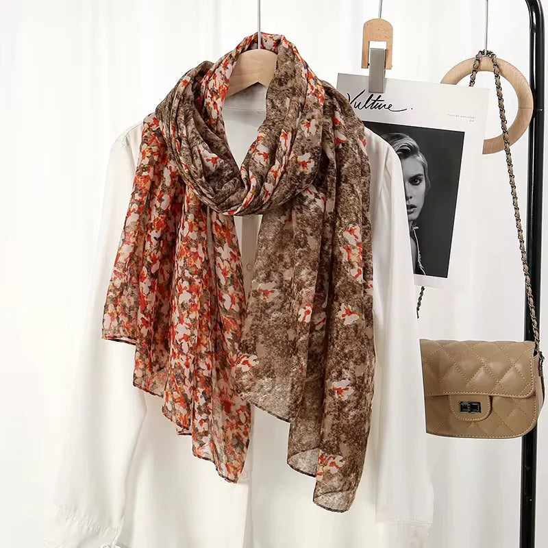 Folky Beige Print Scarf