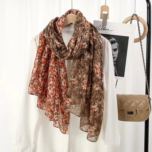 Folky Beige Print Scarf