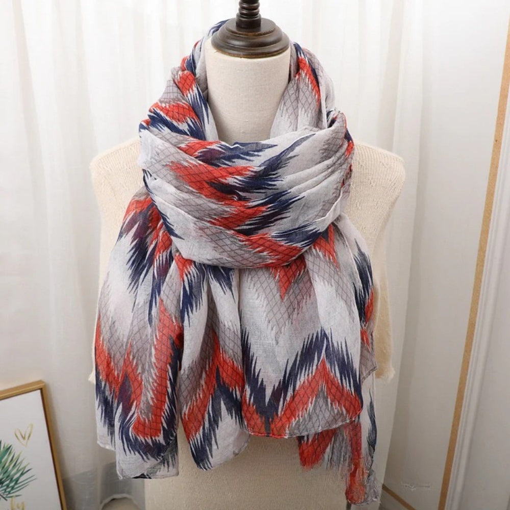 Geometric waved Orange Ladies Stole/Scarf