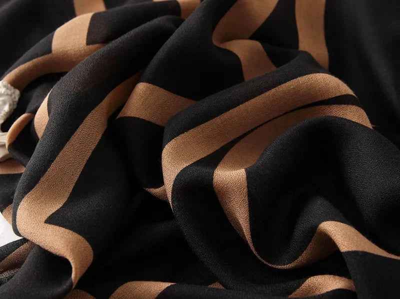 Graphical Black Viscose Scarf