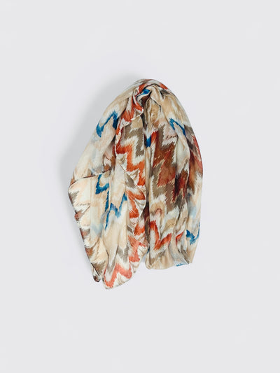 Waved Print Lawn Hijab Ecru