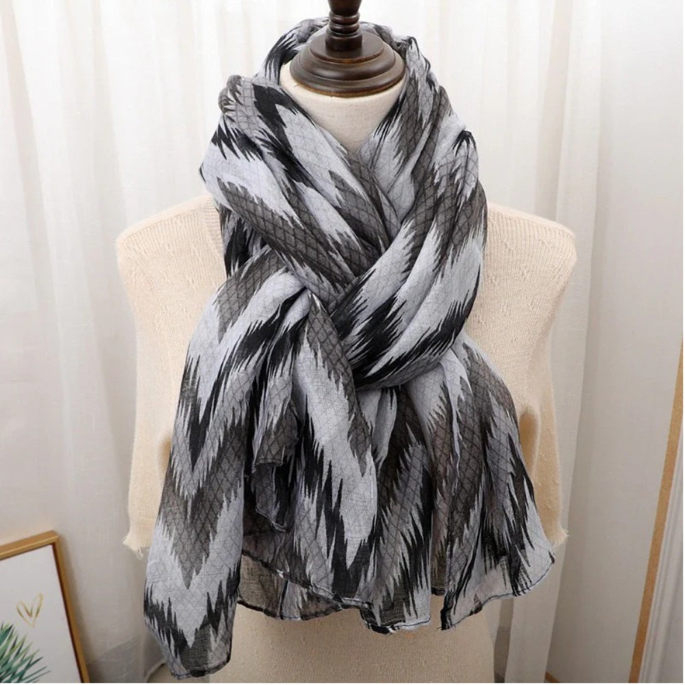 Geometric waved Grey Ladies Stole/Scarf