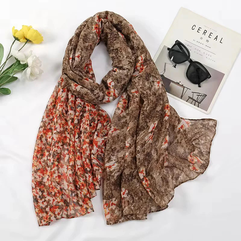 Folky Beige Print Scarf