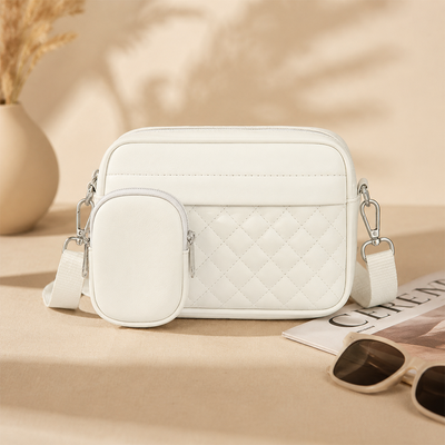 Quilted CrossBody Bag With Coin Pocket C-AR-9 White