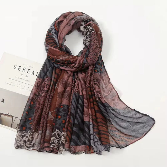Leo Print Viscose Scarf (Tea Pink)
