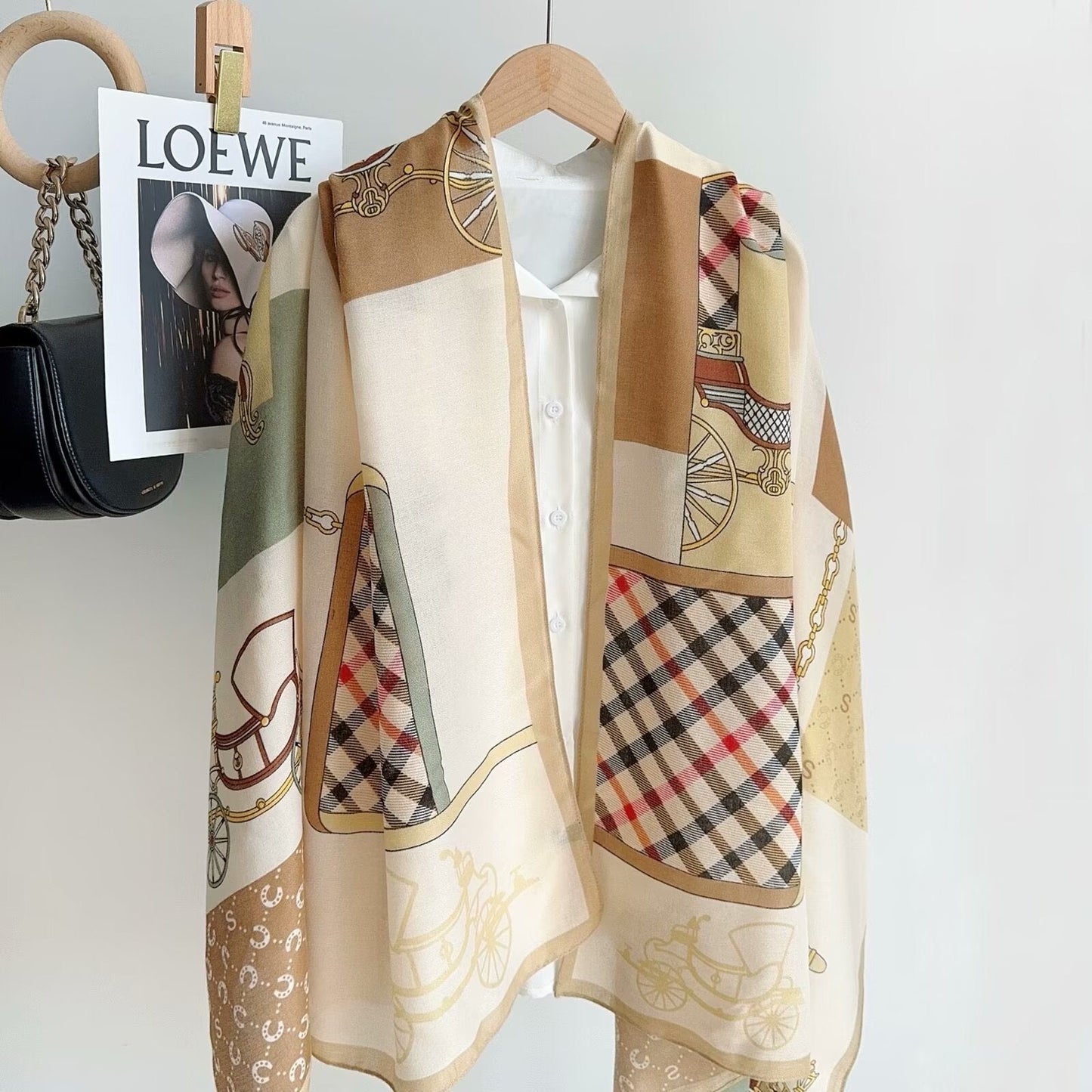 Her-new Printed Scarf Beige-S5