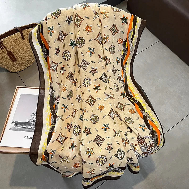 Letter Print Viscose Scarf