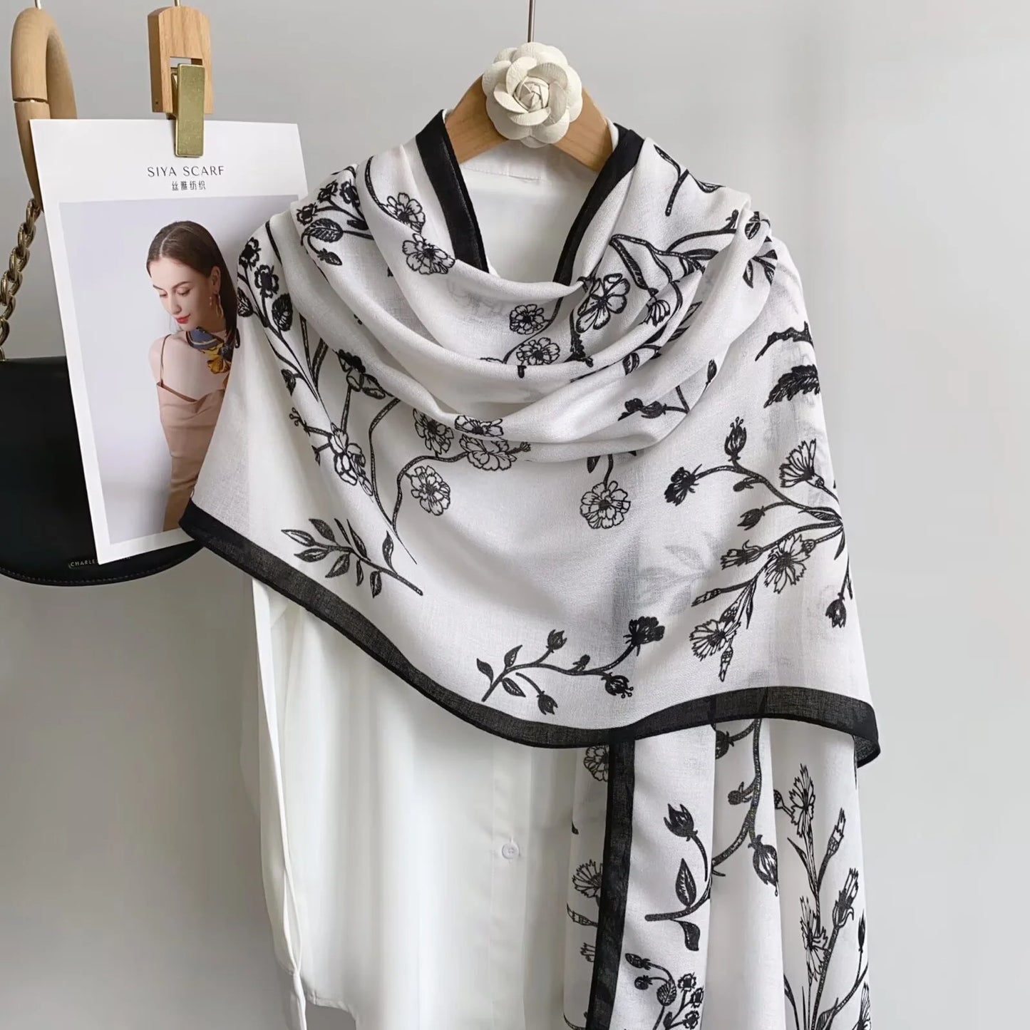 Soft Printed Scarf White-S5