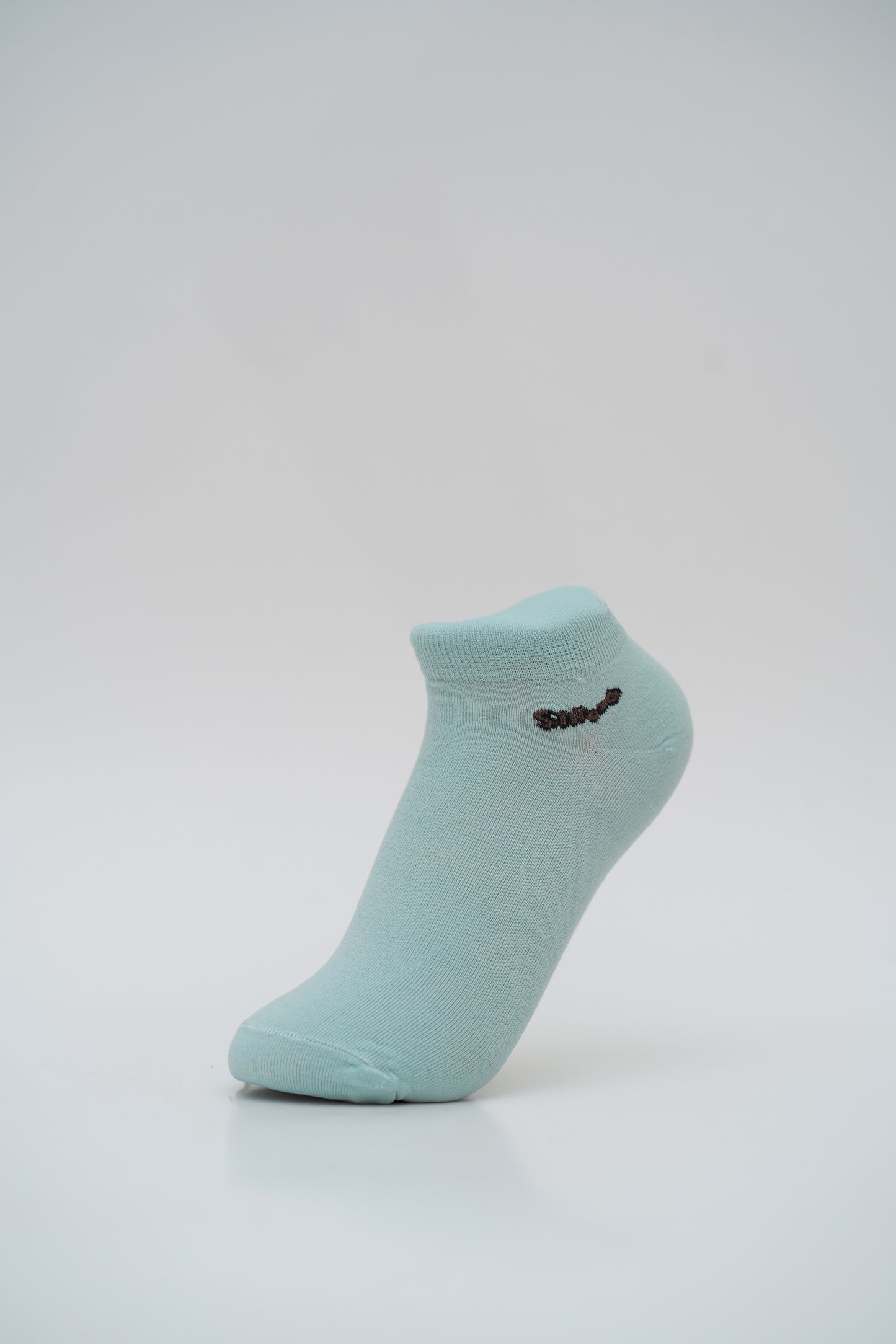 Sky Blue Ankle Socks with Heart and "Smile" Graphics