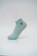 Sky Blue Ankle Socks with Heart and "Smile" Graphics