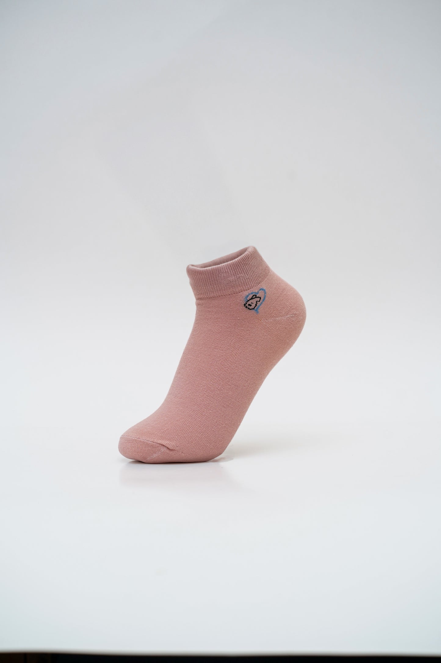 Blush Pink Ankle Socks with Fun Monkey Graphic