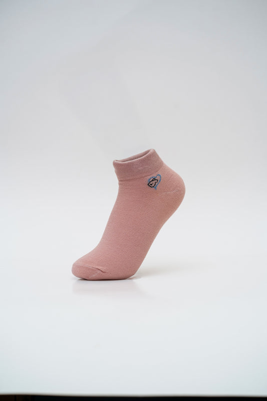 Blush Pink Ankle Socks with Fun Monkey Graphic