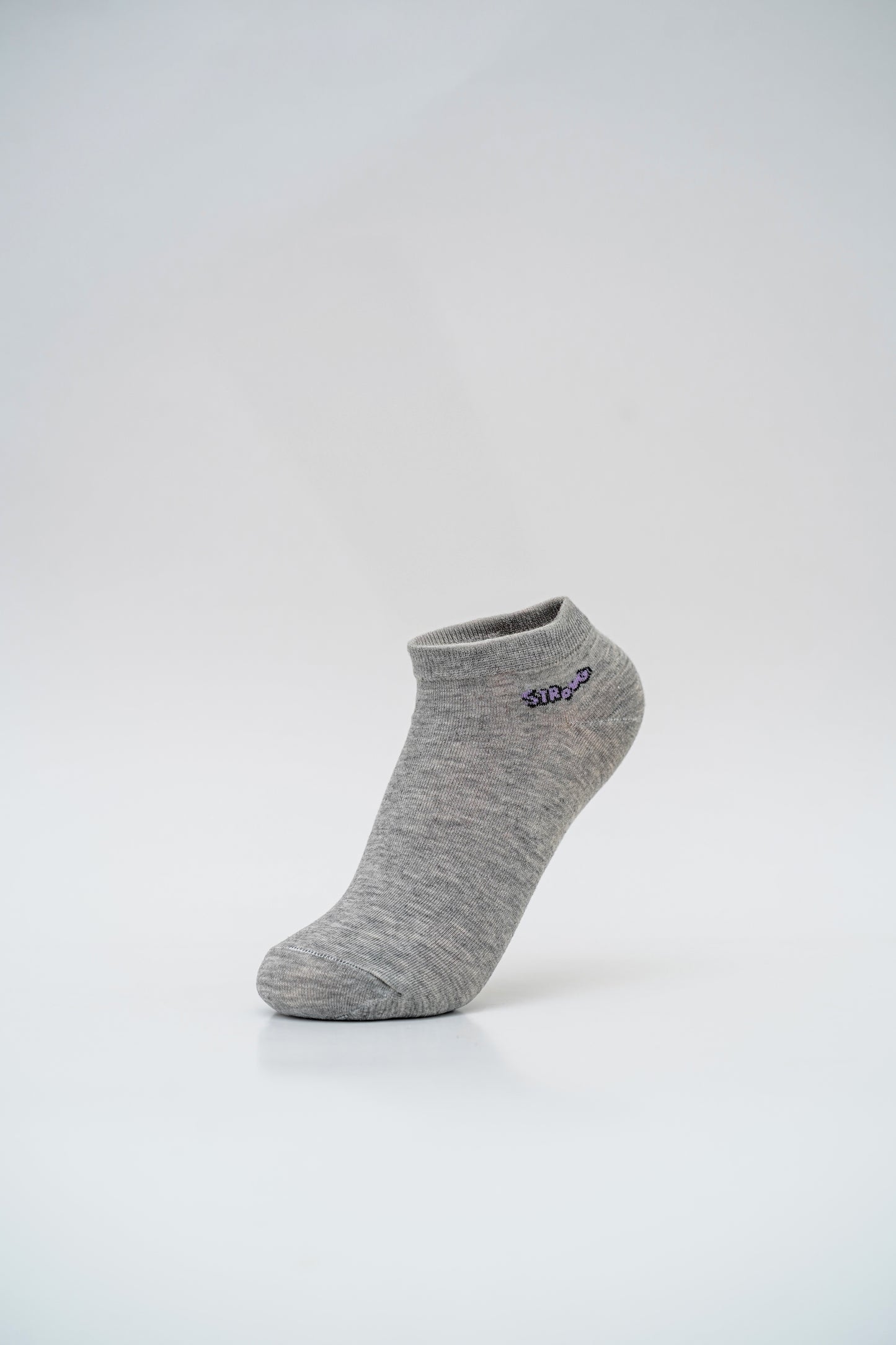 Heather Gray Ankle Socks with Cloud and "Smile" Graphics