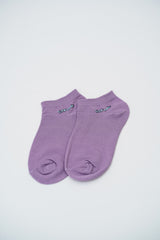 Lilac Ankle Socks with Heart and Cloud Graphics