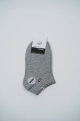 Heather Gray Ankle Socks with Cloud and "Smile" Graphics
