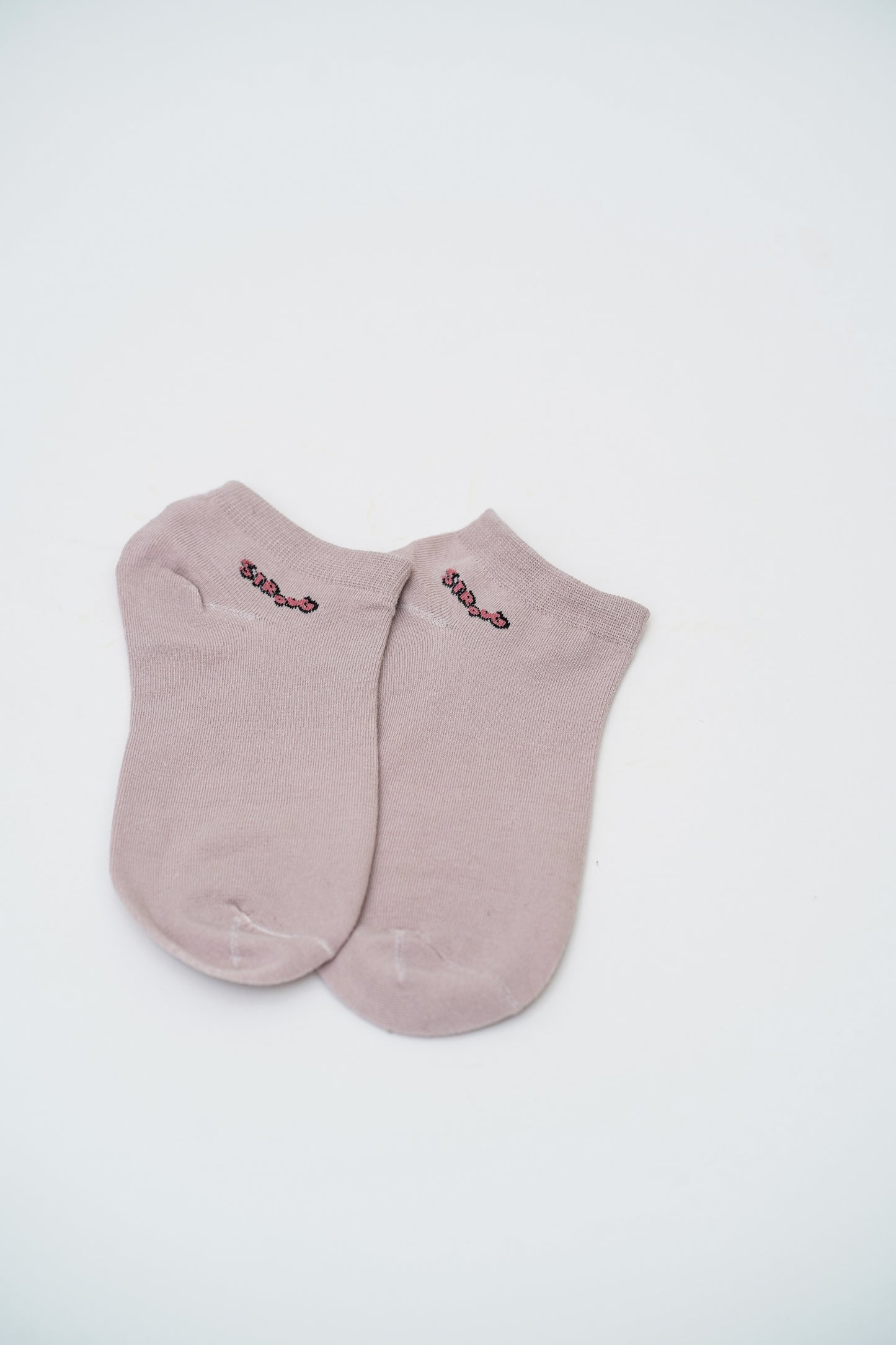 Nude/Beige Ankle Socks with "Smile" and "Nice" Graphics