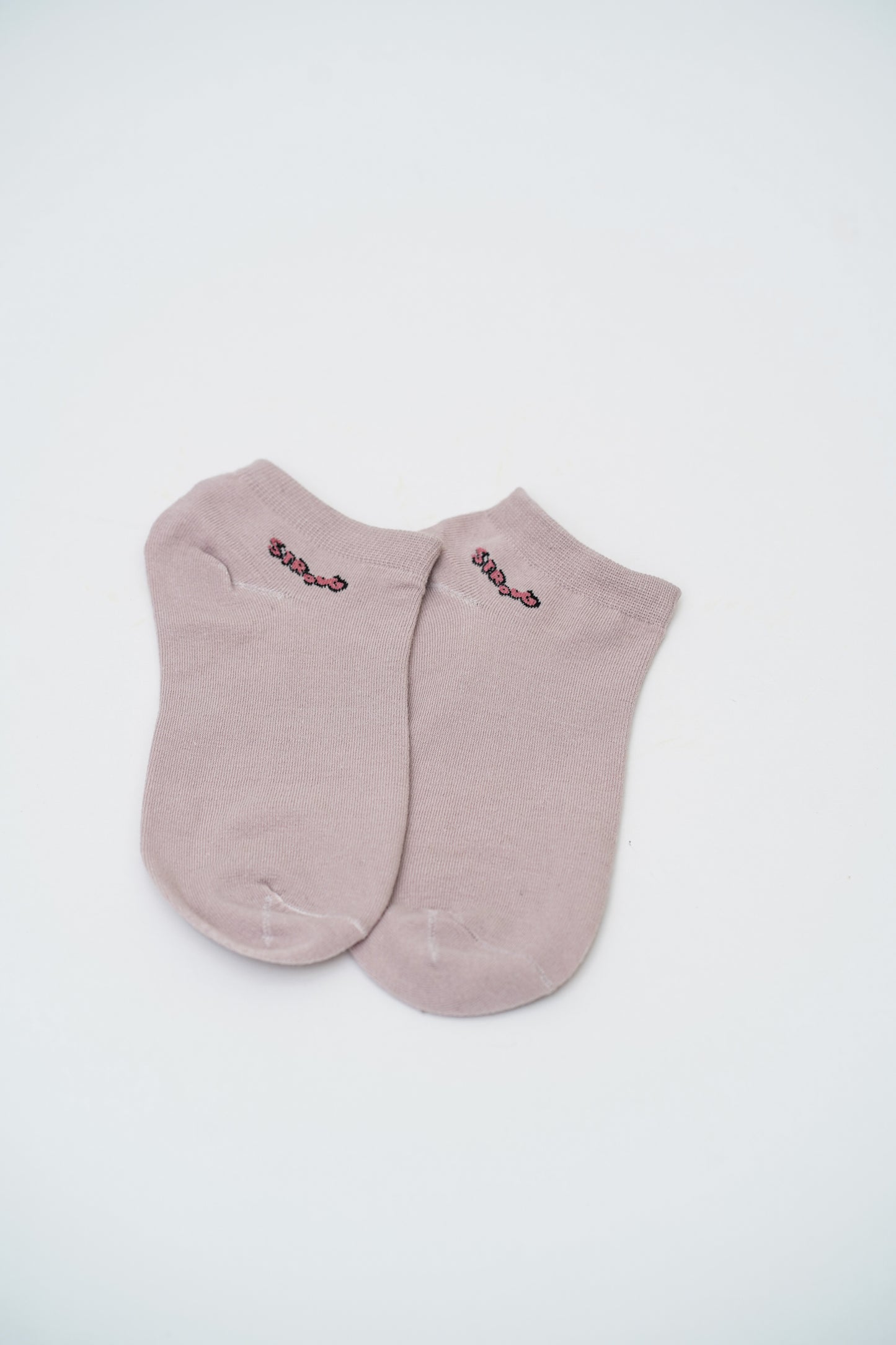 Nude/Beige Ankle Socks with "Smile" and "Nice" Graphics