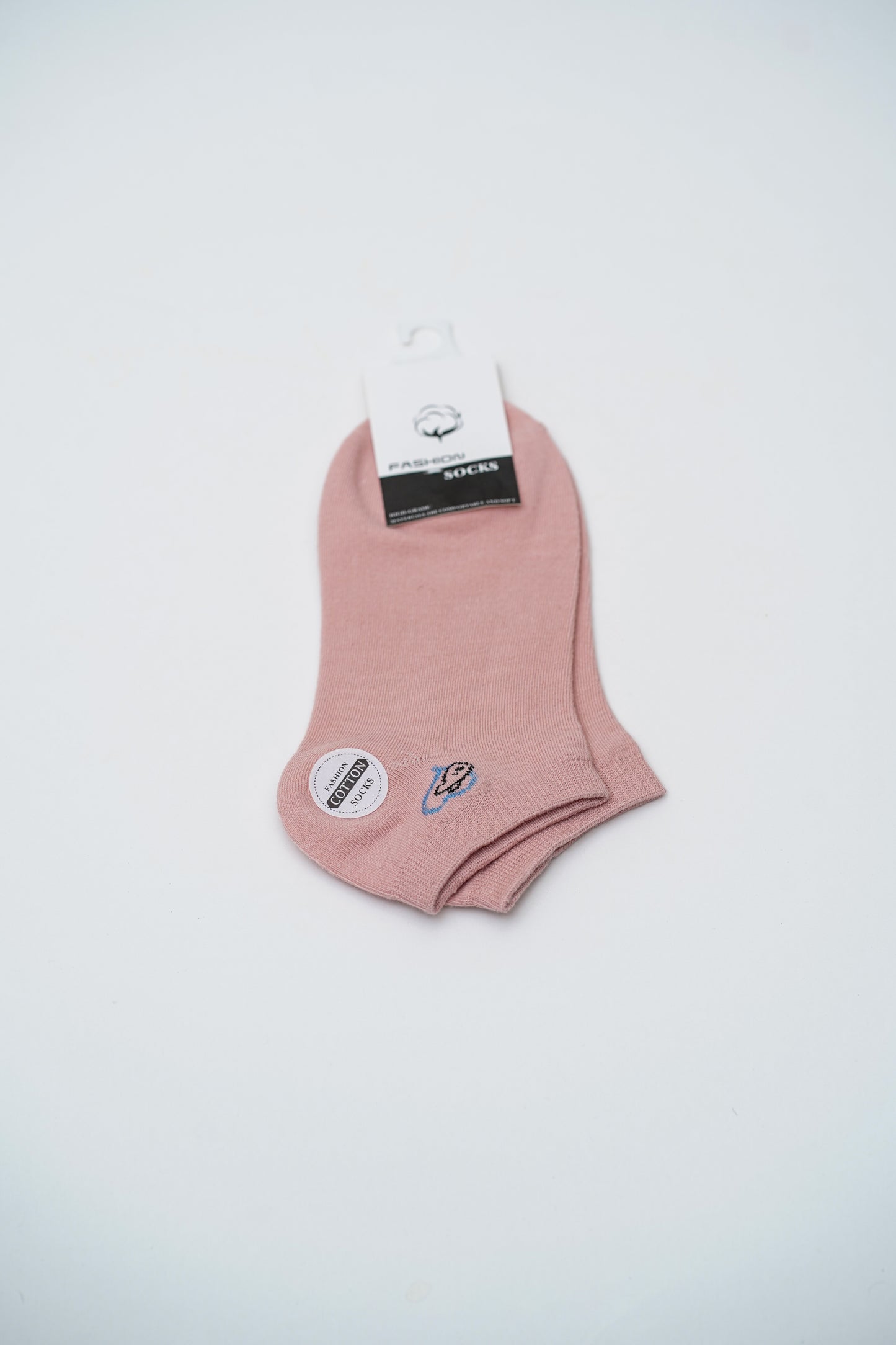 Blush Pink Ankle Socks with Fun Monkey Graphic