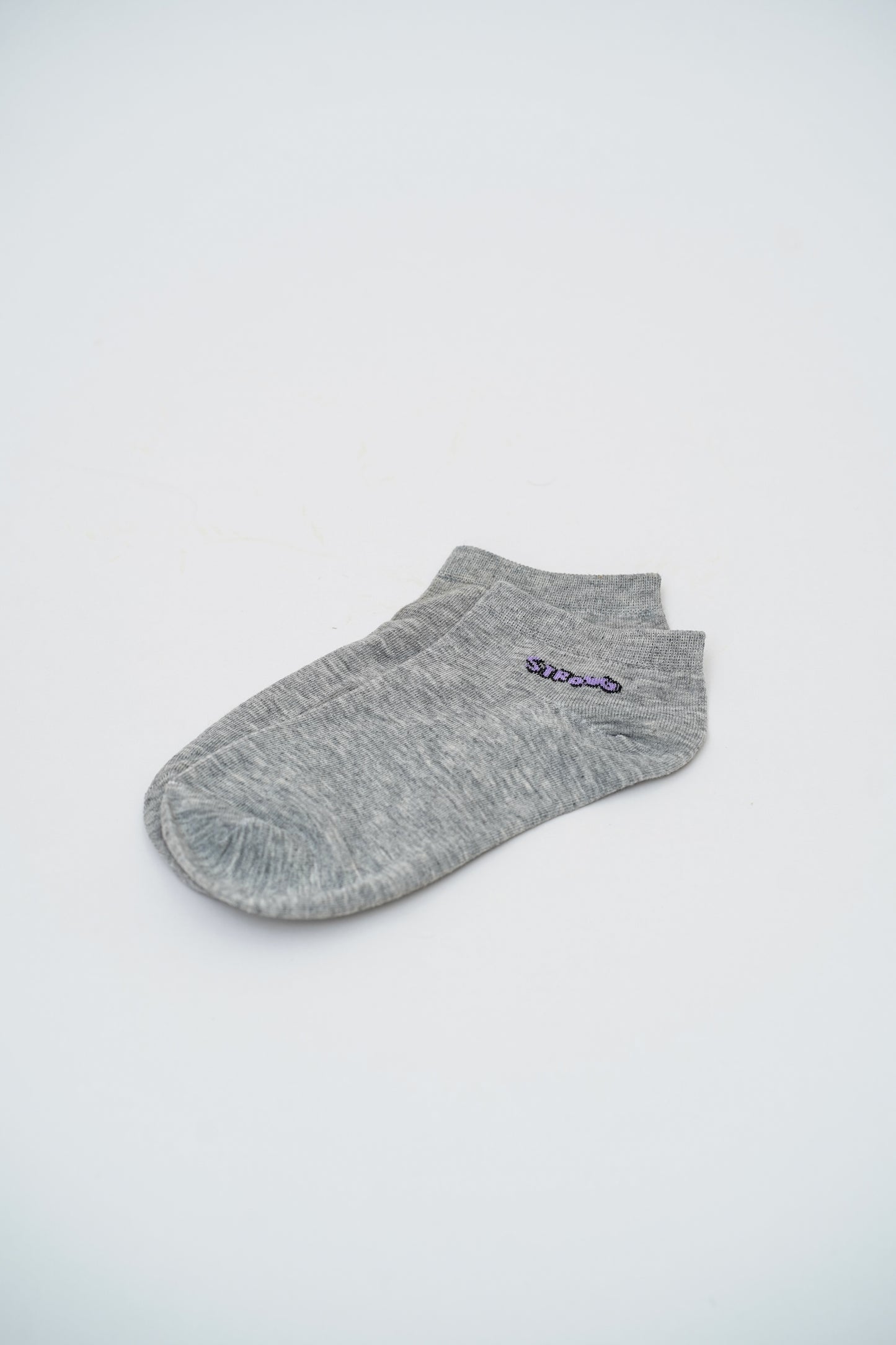 Heather Gray Ankle Socks with Cloud and "Smile" Graphics