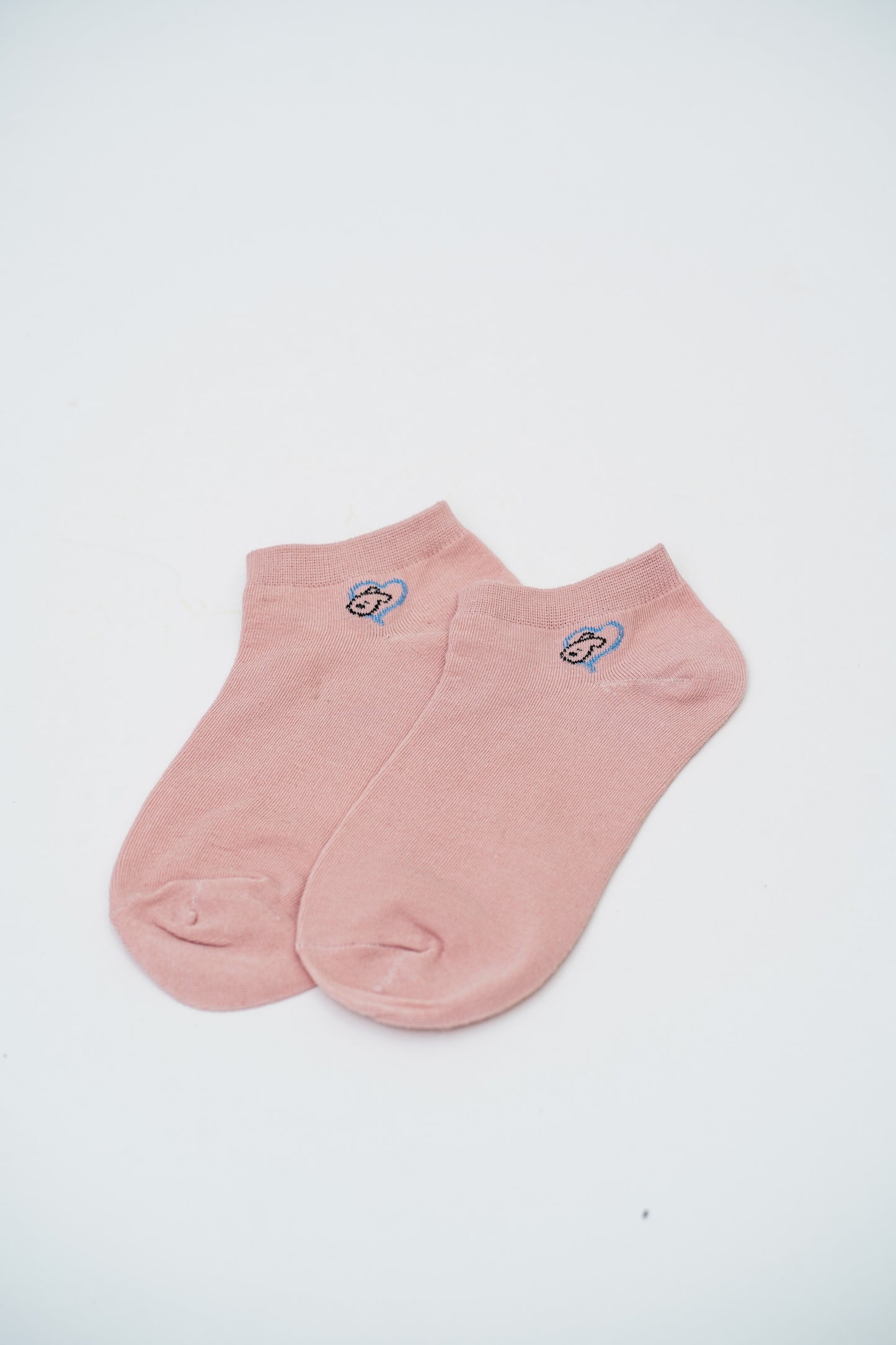 Blush Pink Ankle Socks with Fun Monkey Graphic