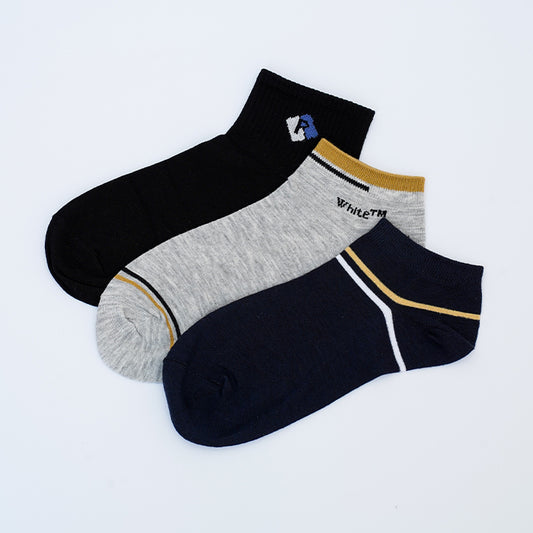 Mixed Designs Pack of 3 Men's Ankle Socks