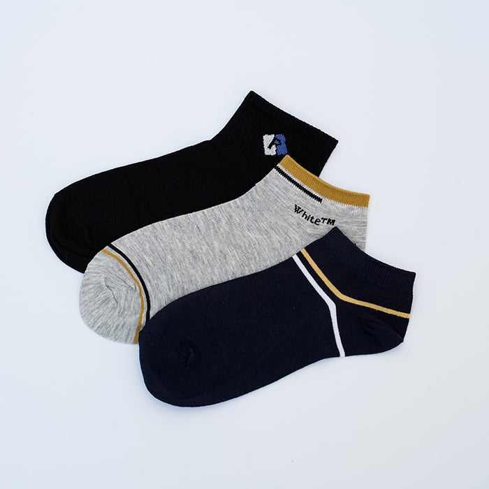 Mixed Designs Pack of 3 Men's Ankle Socks