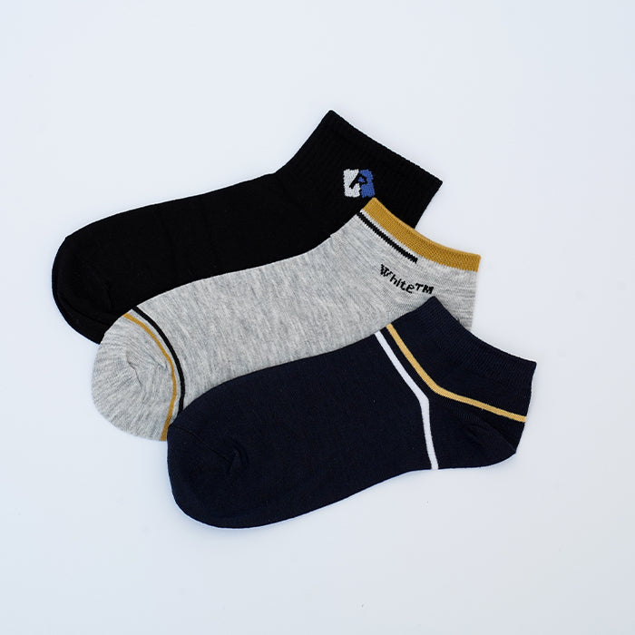 Mixed Designs Pack of 3 Men's Ankle Socks