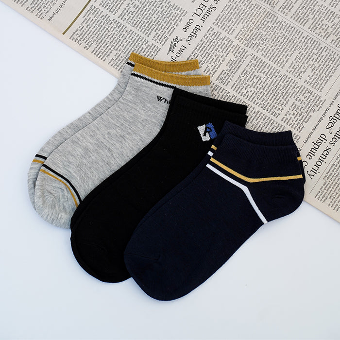 Mixed Designs Pack of 3 Men's Ankle Socks