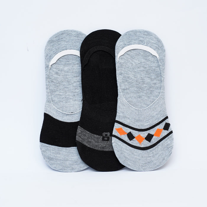 Mixed Designs Pack of 3 Men's No-Show Loafer Socks