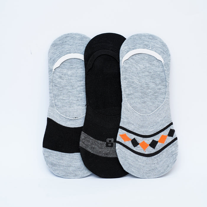 Mixed Designs Pack of 3 Men's No-Show Loafer Socks