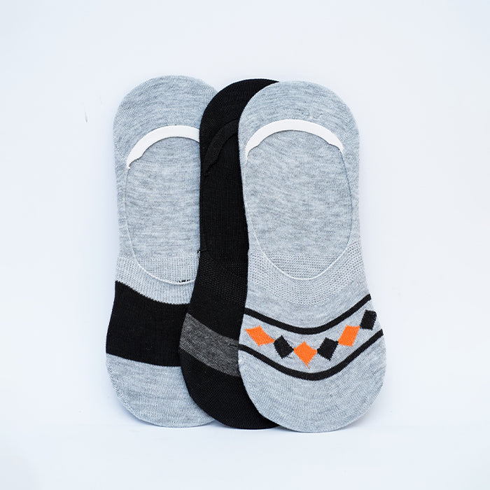 Mixed Designs Pack of 3 Men's No-Show Loafer Socks