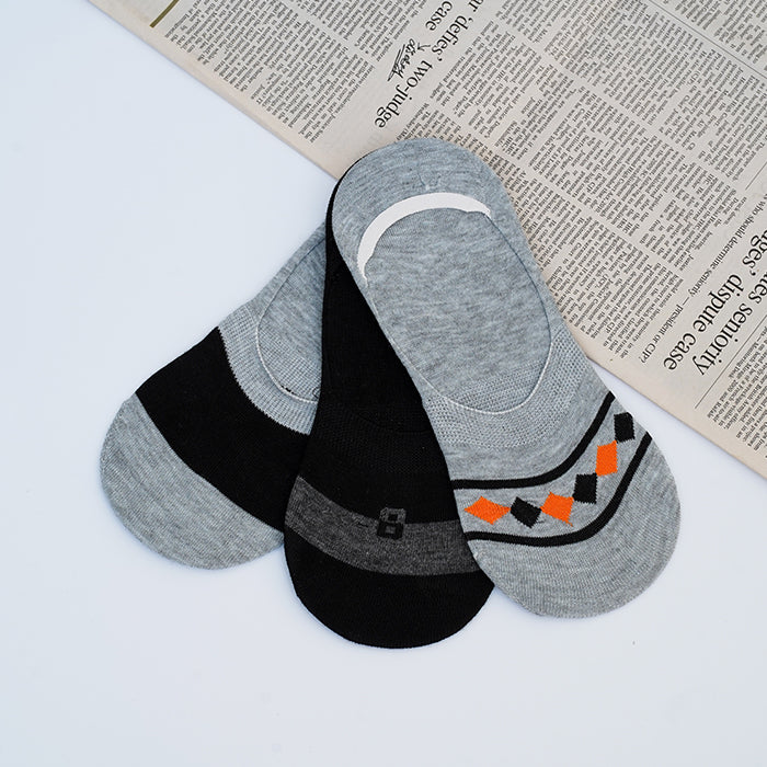 Mixed Designs Pack of 3 Men's No-Show Loafer Socks