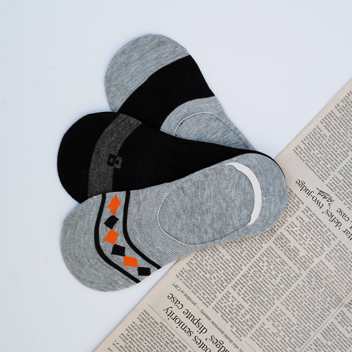 Mixed Designs Pack of 3 Men's No-Show Loafer Socks