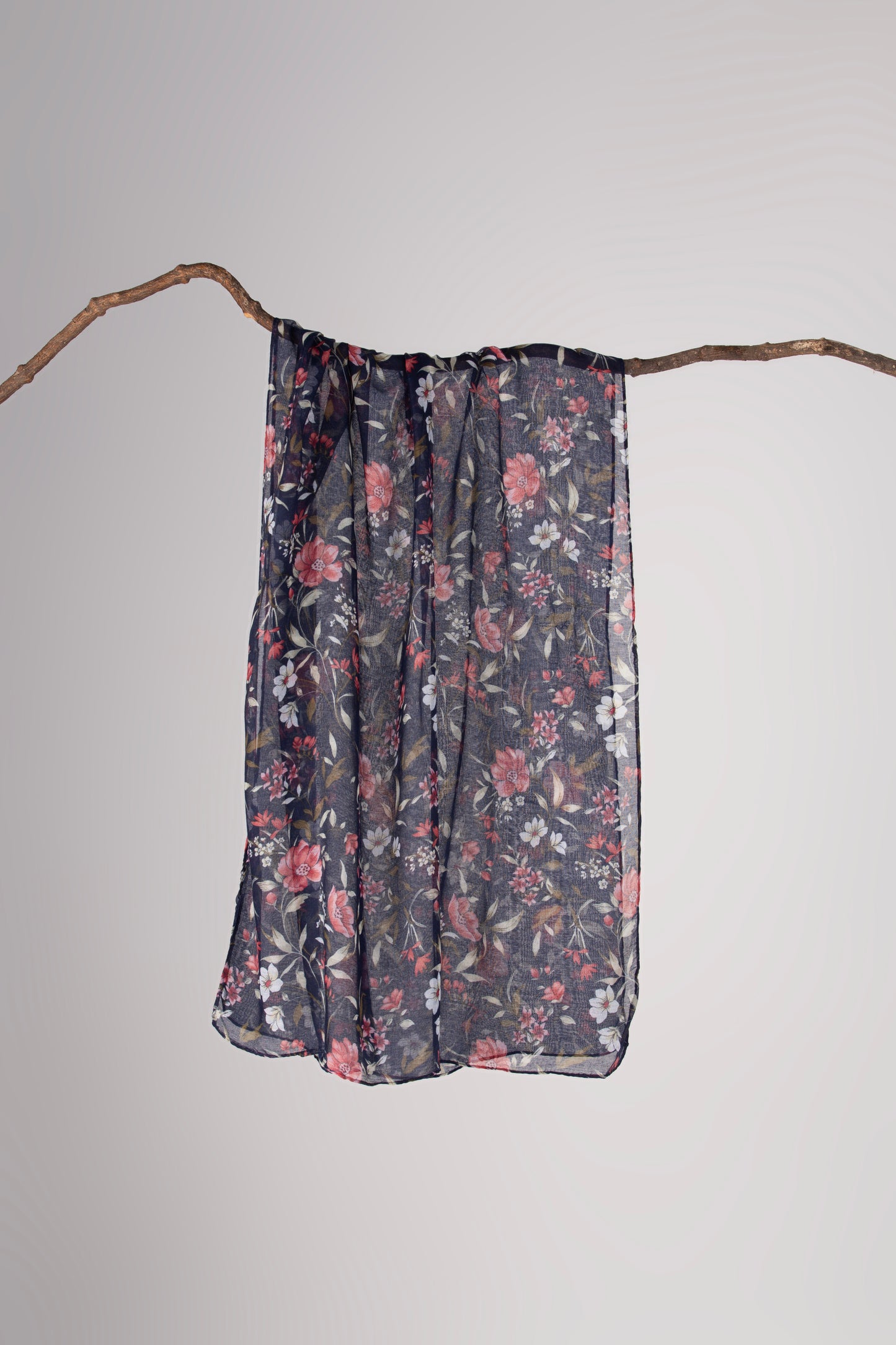 Soft Lawn Floral Digital Print Scarf - Lightweight & Elegant