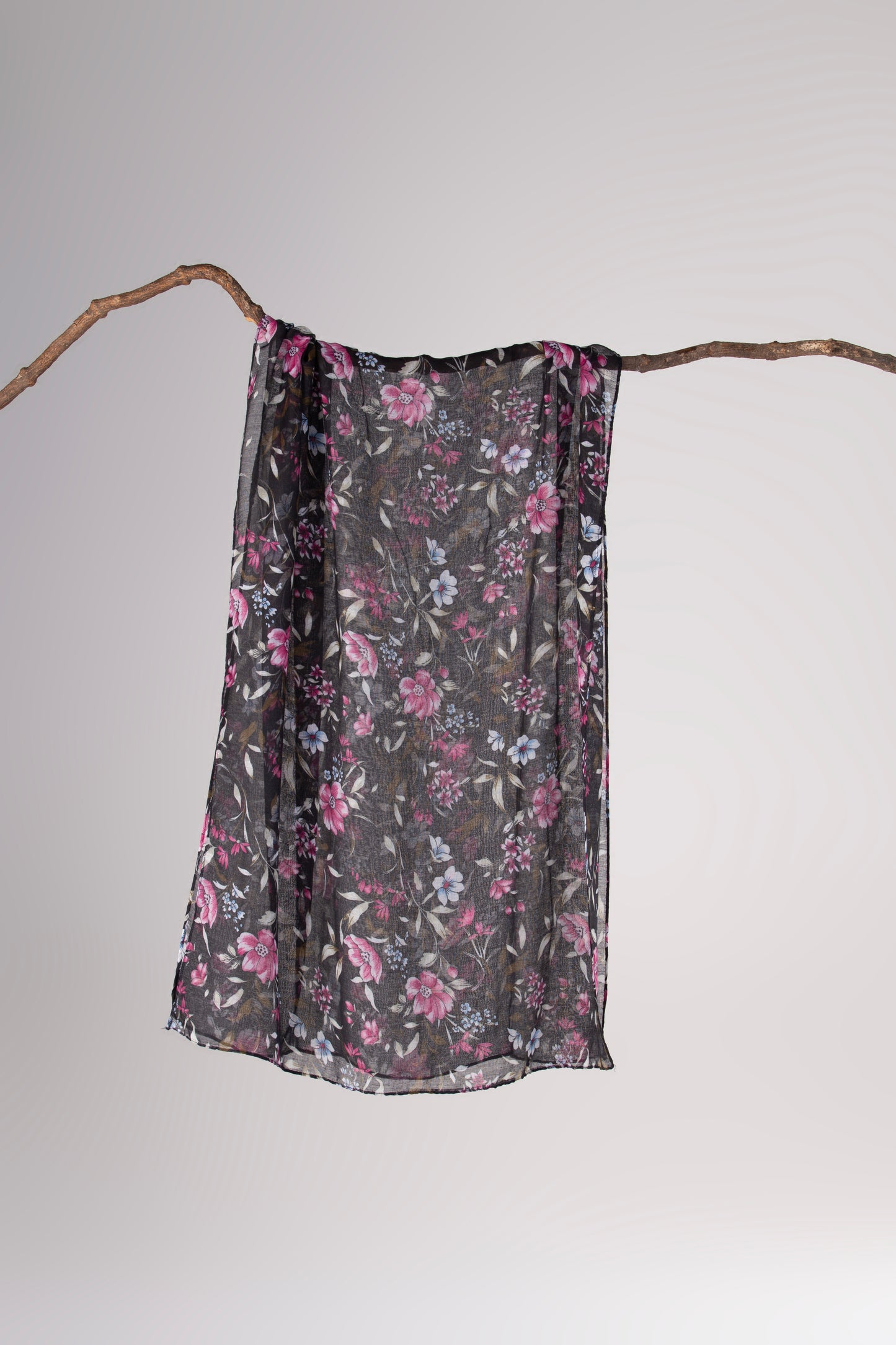 Soft Lawn Floral Digital Print Scarf - Lightweight & Elegant